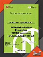 Благодарность Алексею Красникову за помощь в организации III ежегодного WORKOUT-соревнования «Кубок стальных братьев-2018»